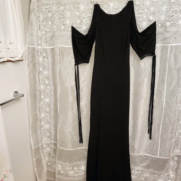 🌟Host Pick🌟 SEXIEST DRESS EVER! Badgley Mischka Collection, Black w/Sequins 4 - Picture 6 of 16